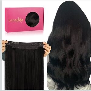 WENNALIFE Wire Hair Extensions Real Human Hair 18 inch 95g Dark Brown